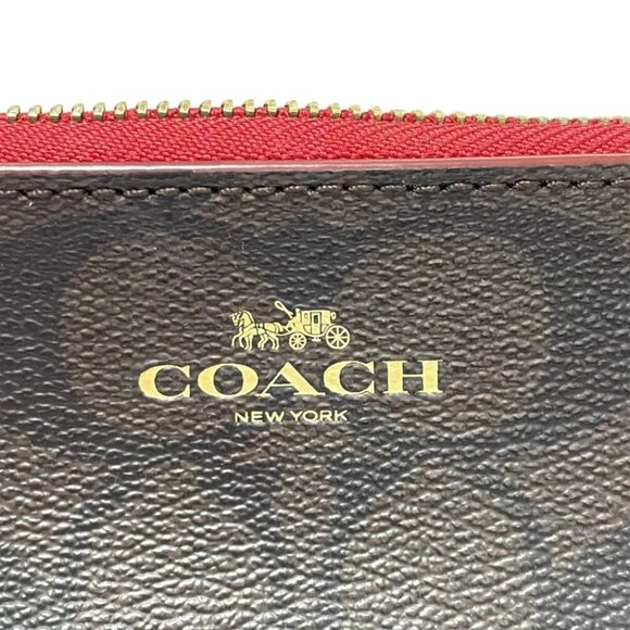 COACH Signature Dark Brown Red PVC Leather - Pouch - Picture 4 of 6